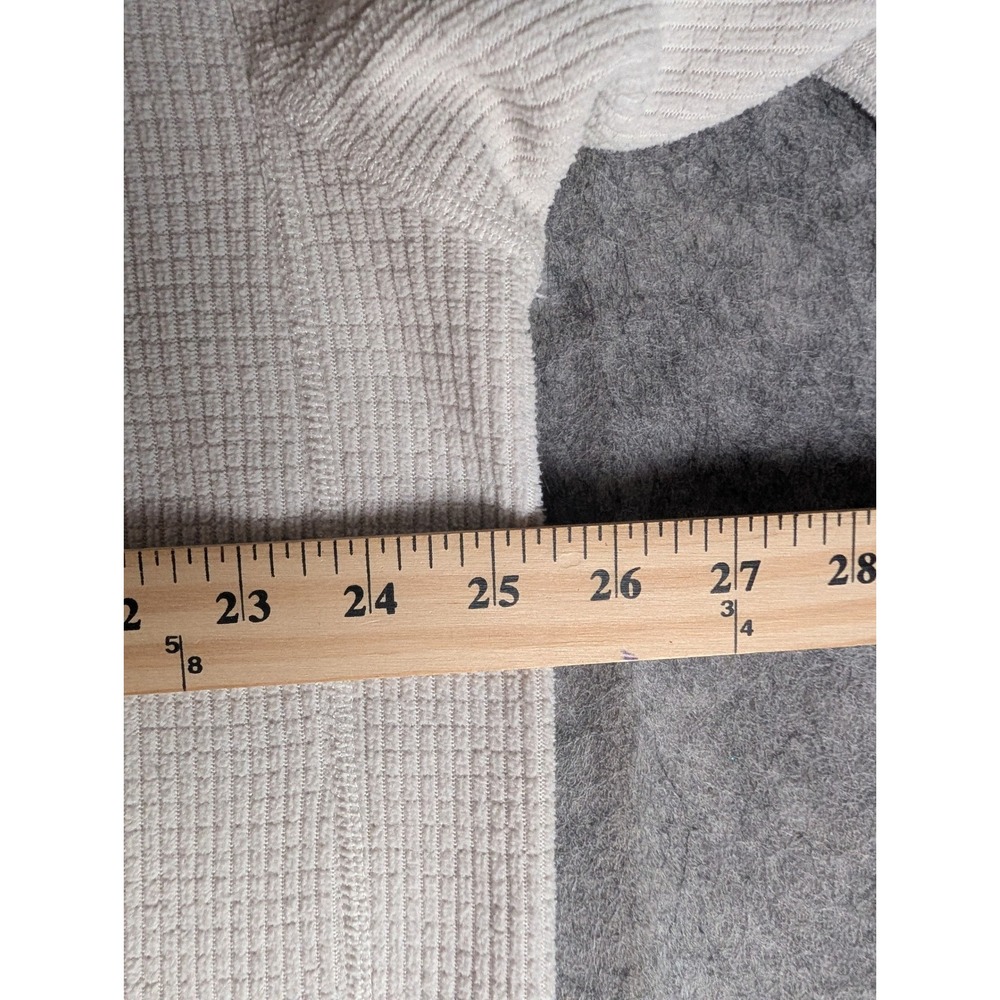 The North Face Mens Cream Waffle Knit 1/4 Zip Grid Fleece Pullover XL 4679 - Picture 11 of 13